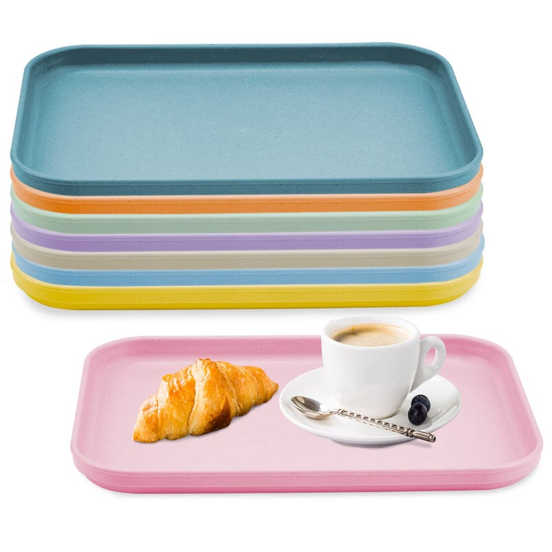 Coobbar Plastic Art Trays 8 Pack Stackable Activity Tray Crafts Organizer Tray Serving Tray Jewelry Tray for DIY Projects  Painting  Beads  Organizing Supply 8 Color (12.2 x 8.9 Inches) - Image 1